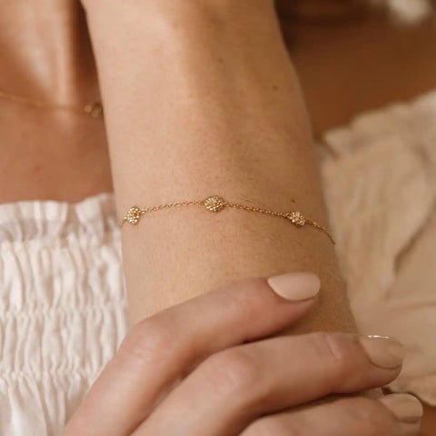 April CZ Birth Flower Station Bracelet