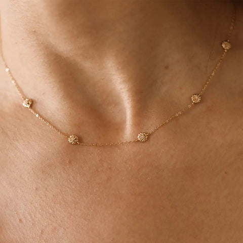November CZ Birth Flower Station Necklace