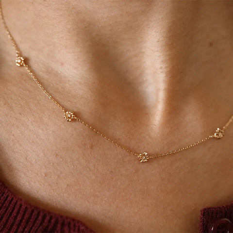 July CZ Birth Flower Station Necklace