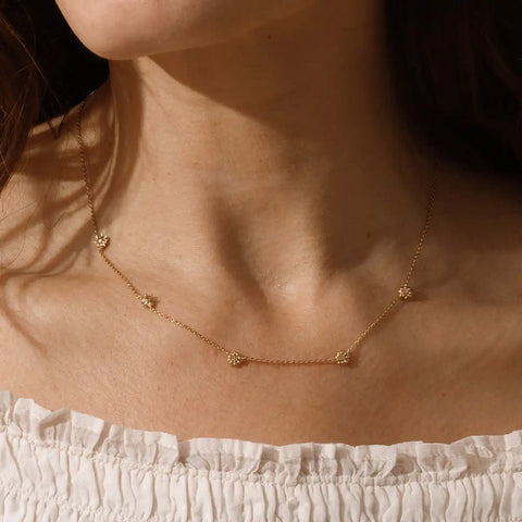 August CZ Birth Flower Station Necklace