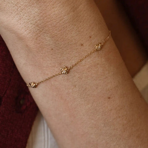 April CZ Birth Flower Station Bracelet