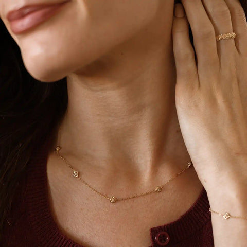 December CZ Birth Flower Station Necklace