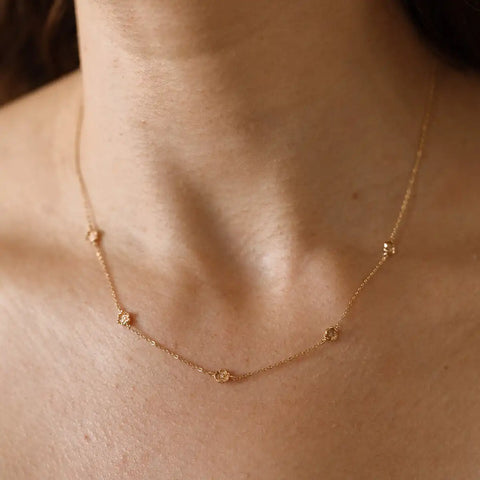 July CZ Birth Flower Station Necklace