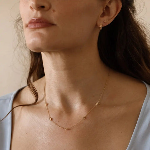 July CZ Birth Flower Station Necklace