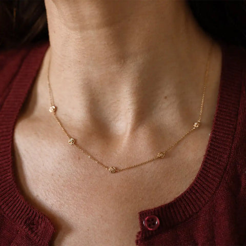 August CZ Birth Flower Station Necklace