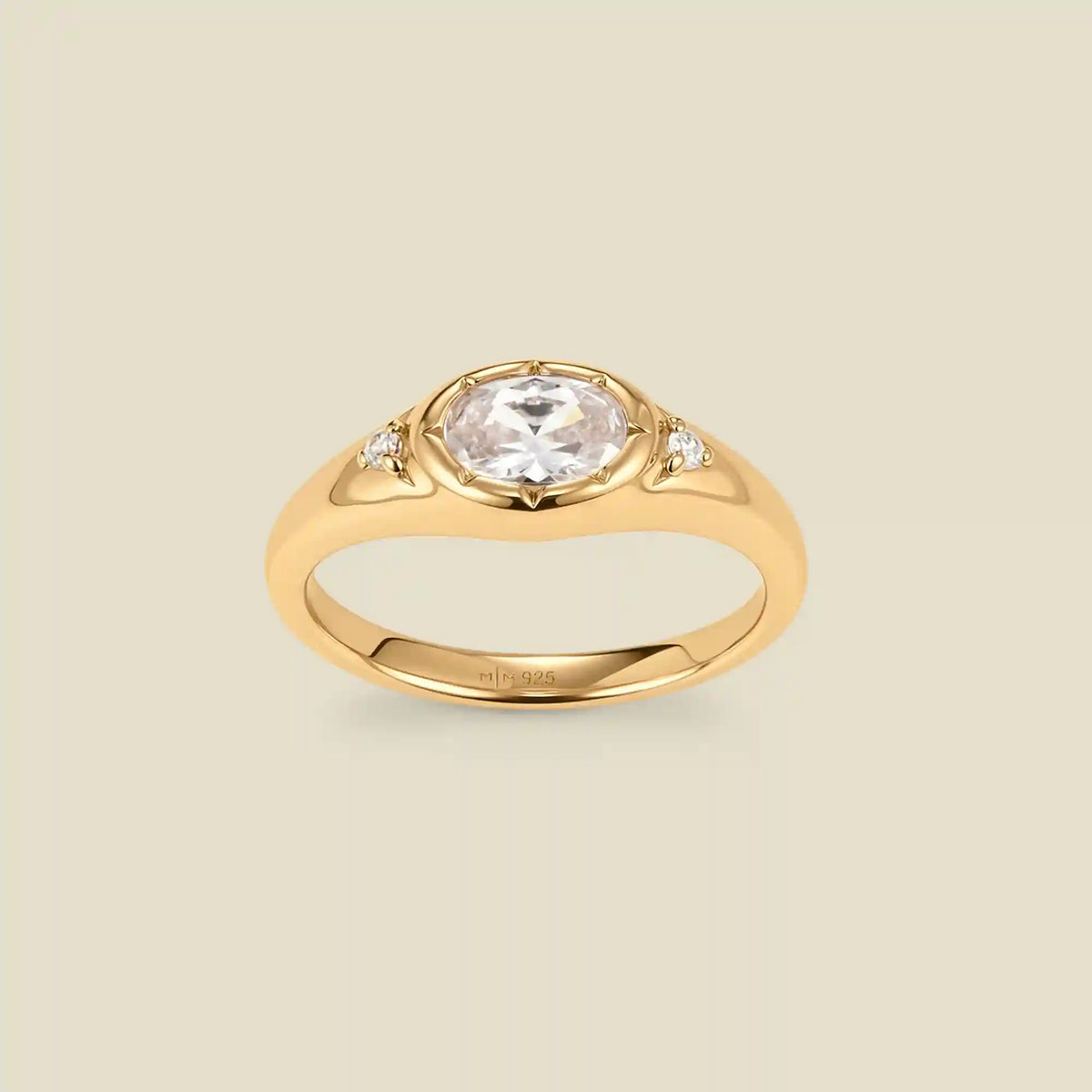 April Oval Birthstone Signet Ring