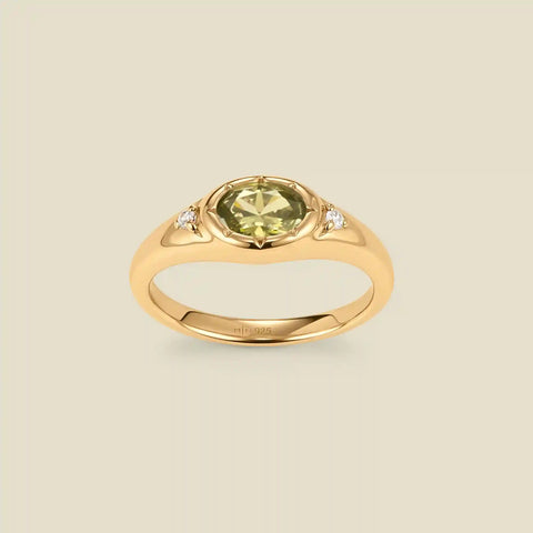 August Oval Birthstone Signet Ring