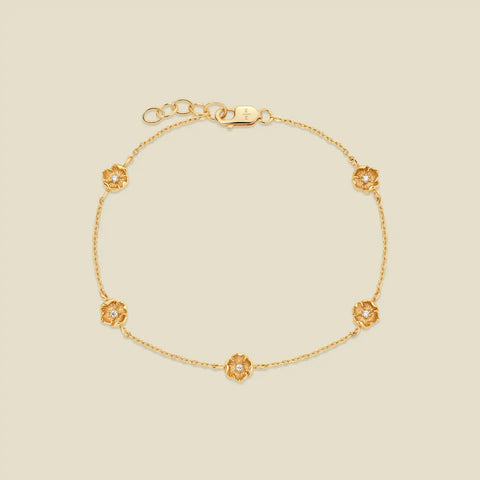 August CZ Birth Flower Station Bracelet