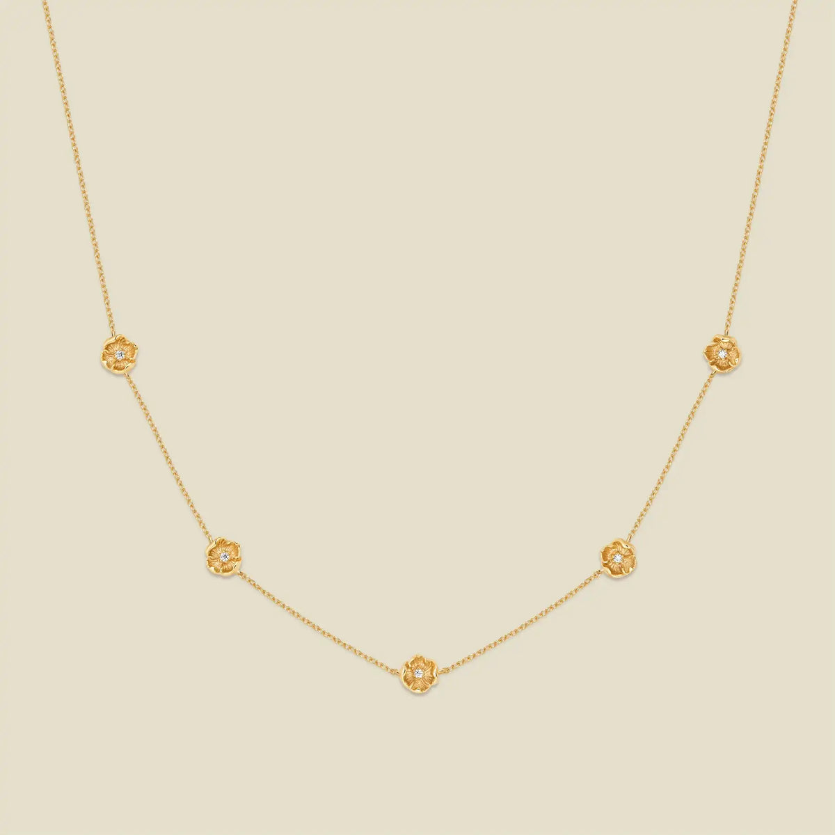 August CZ Birth Flower Station Necklace