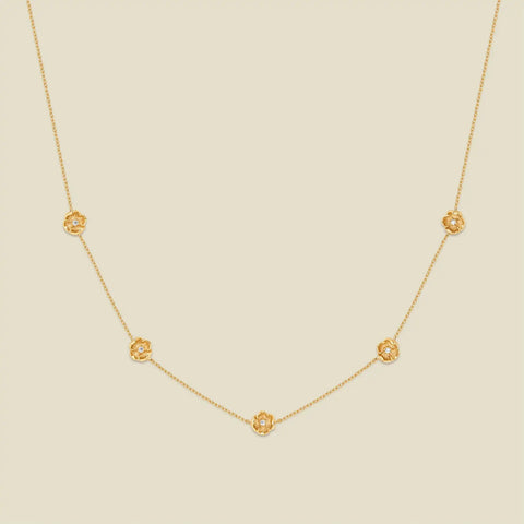 August CZ Birth Flower Station Necklace