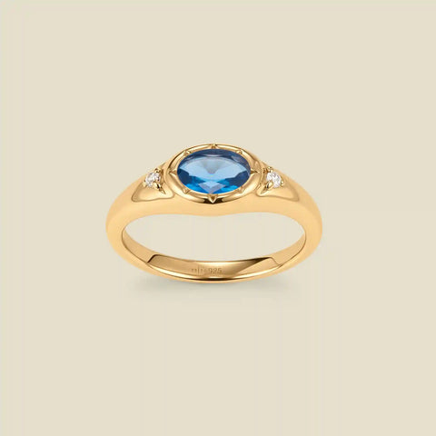 December Oval Birthstone Signet Ring