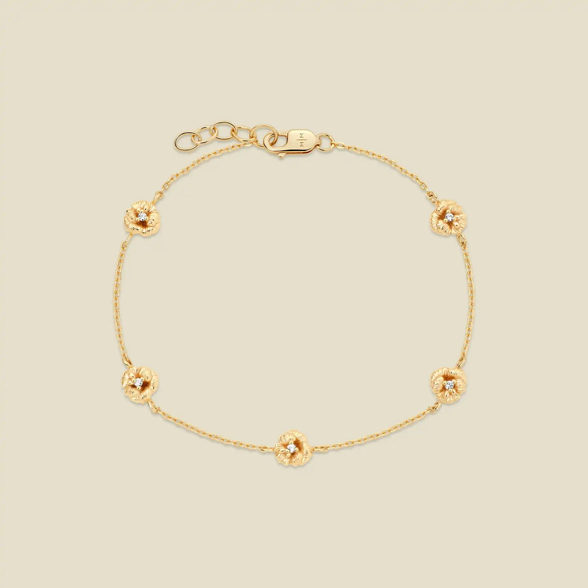February CZ Birth Flower Station Bracelet