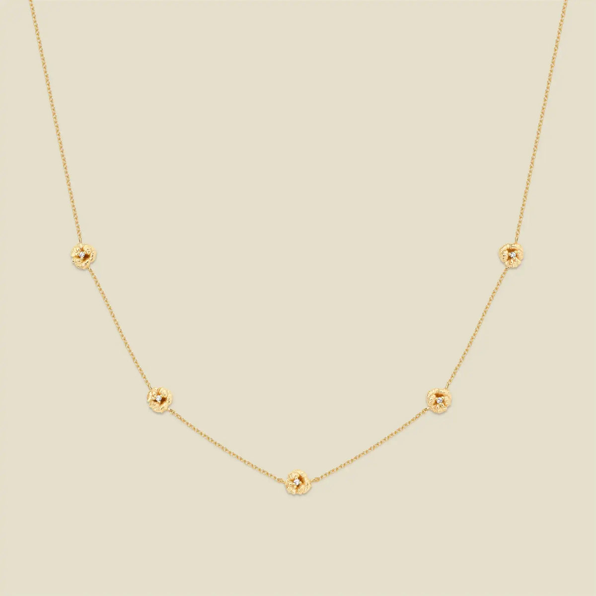 February CZ Birth Flower Station Necklace