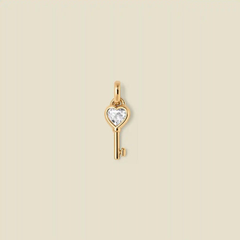 CZ Heart Key Charm