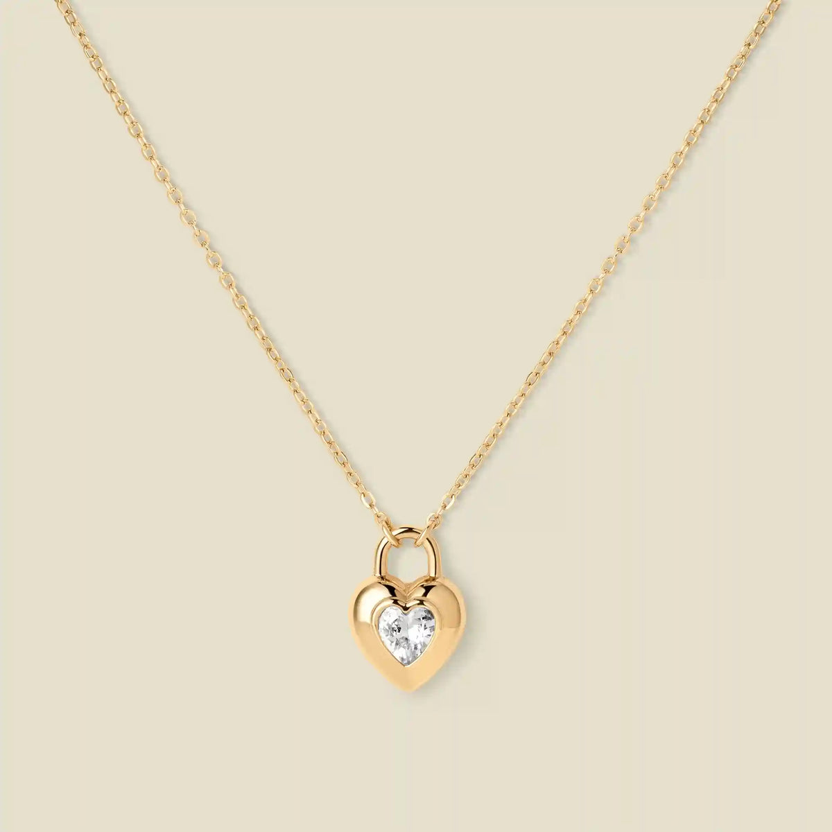 CZ Padlock Heart Necklace