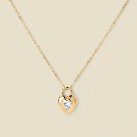 CZ Padlock Heart Necklace