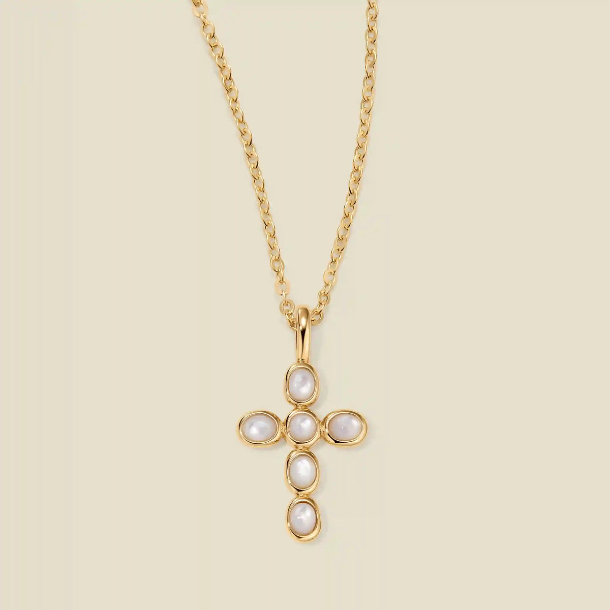 Mother of Pearl Cross Charm Necklace