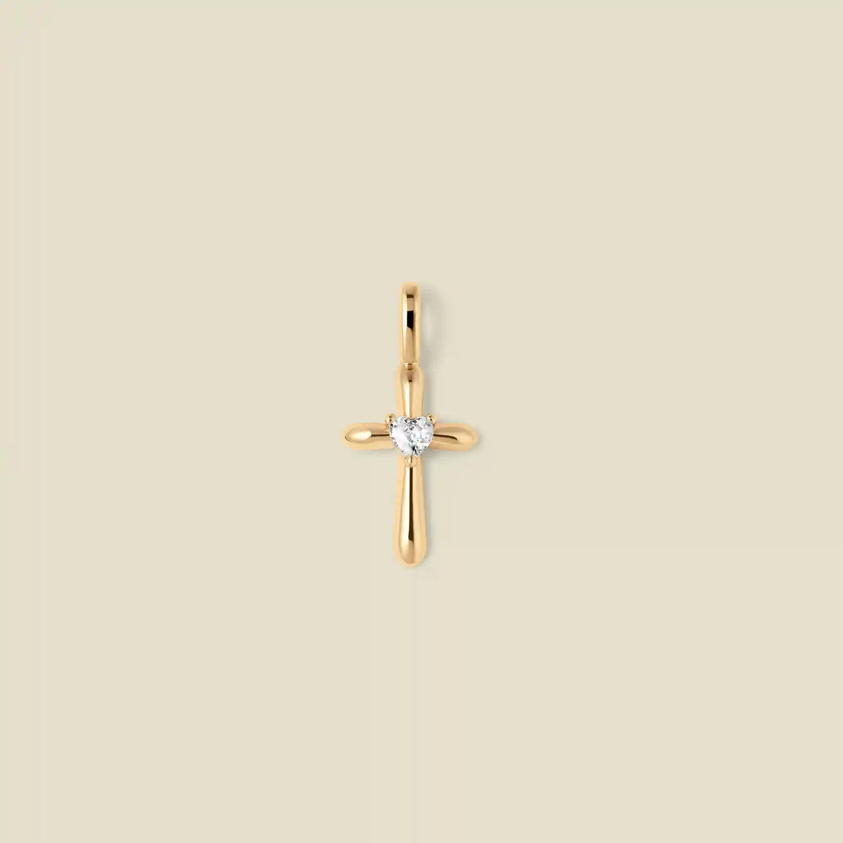 CZ Heart Cross Charm