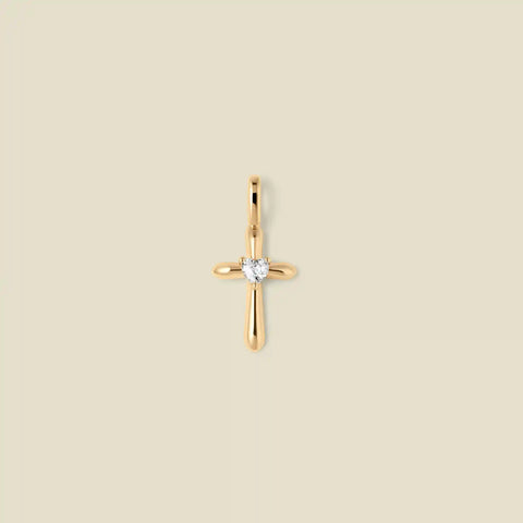 CZ Heart Cross Charm