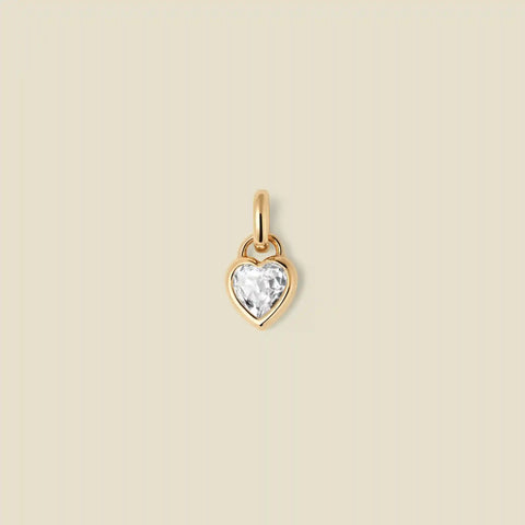 CZ Heart Padlock Charm