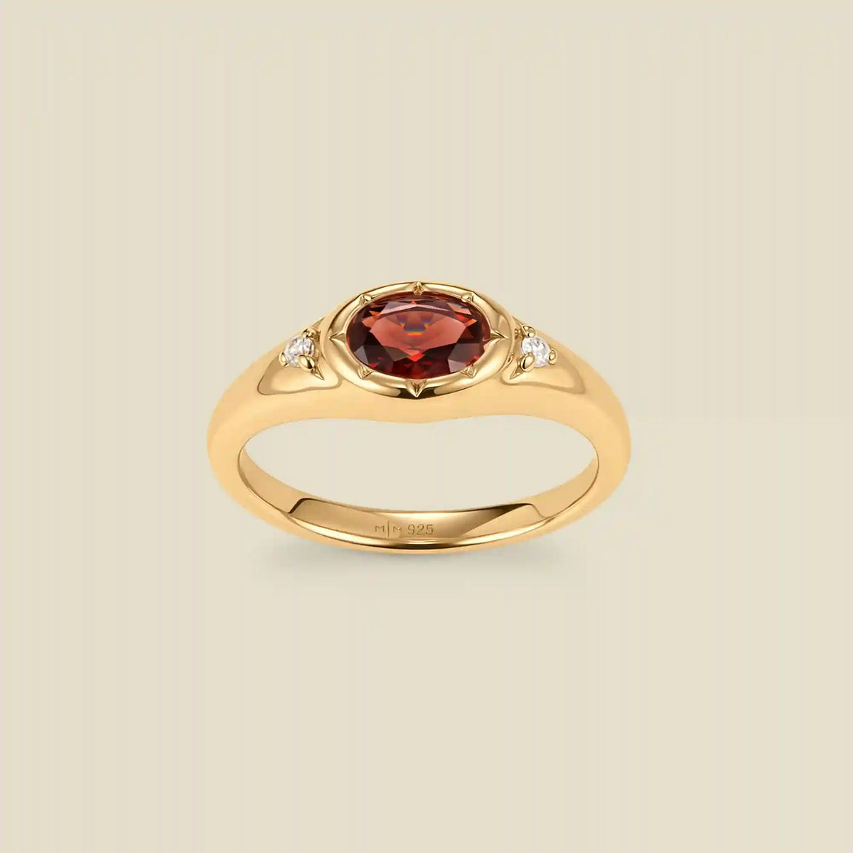 January Oval Birthstone Signet Ring