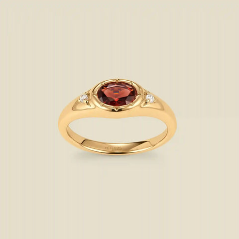 January Oval Birthstone Signet Ring