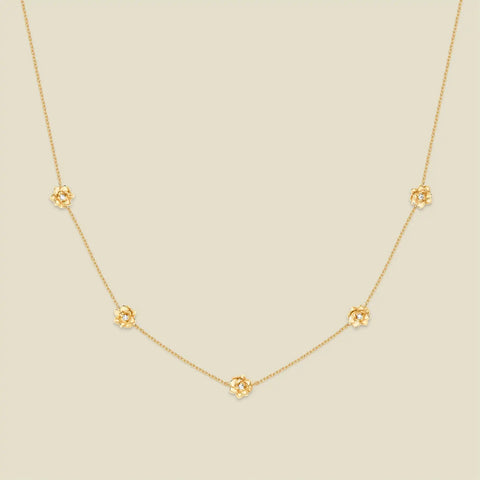 July CZ Birth Flower Station Necklace