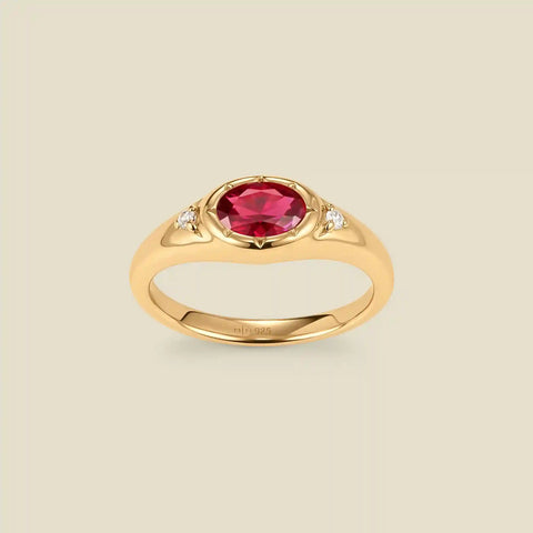 July Oval Birthstone Signet Ring