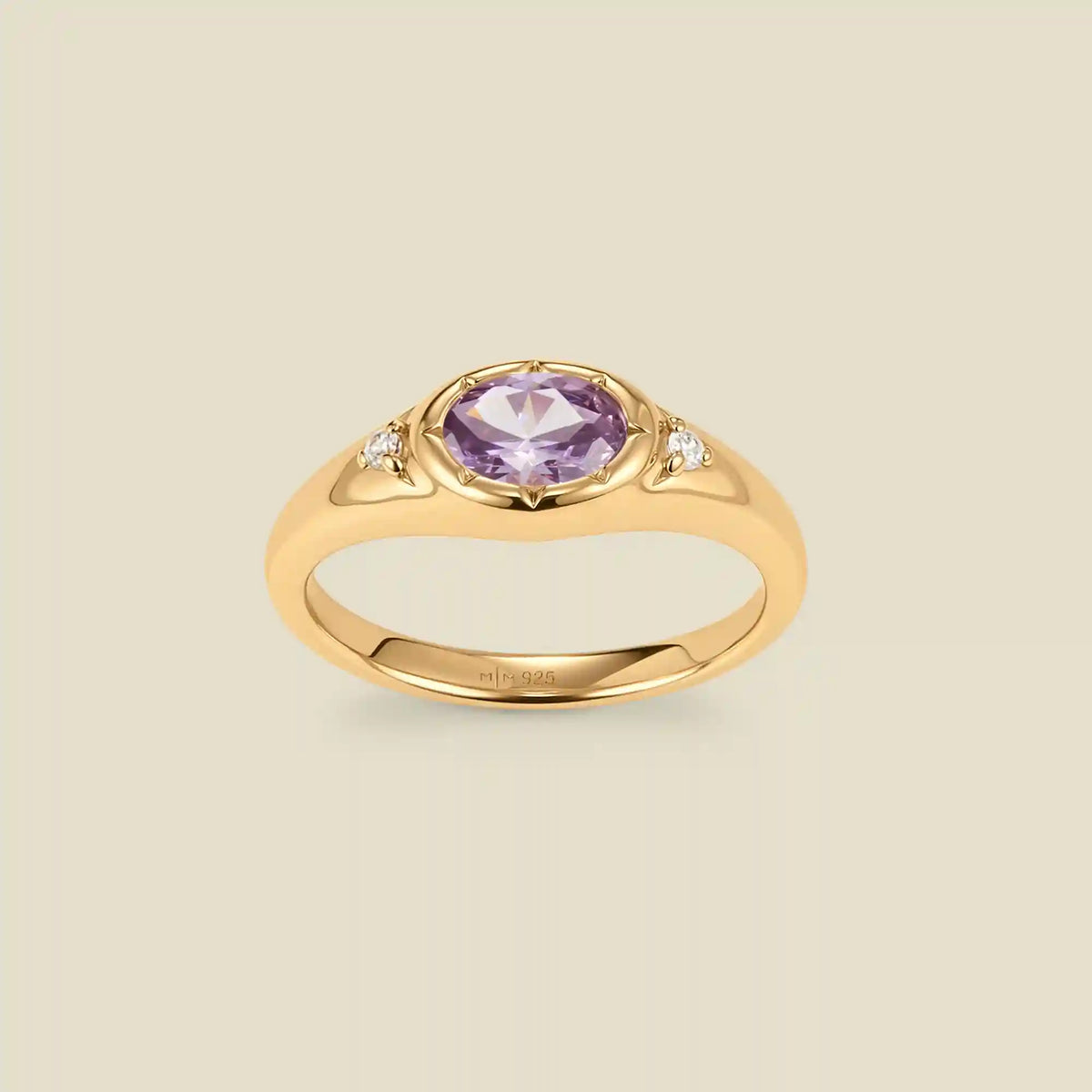 June Oval Birthstone Signet Ring