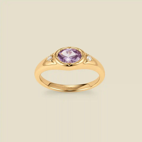 June Oval Birthstone Signet Ring