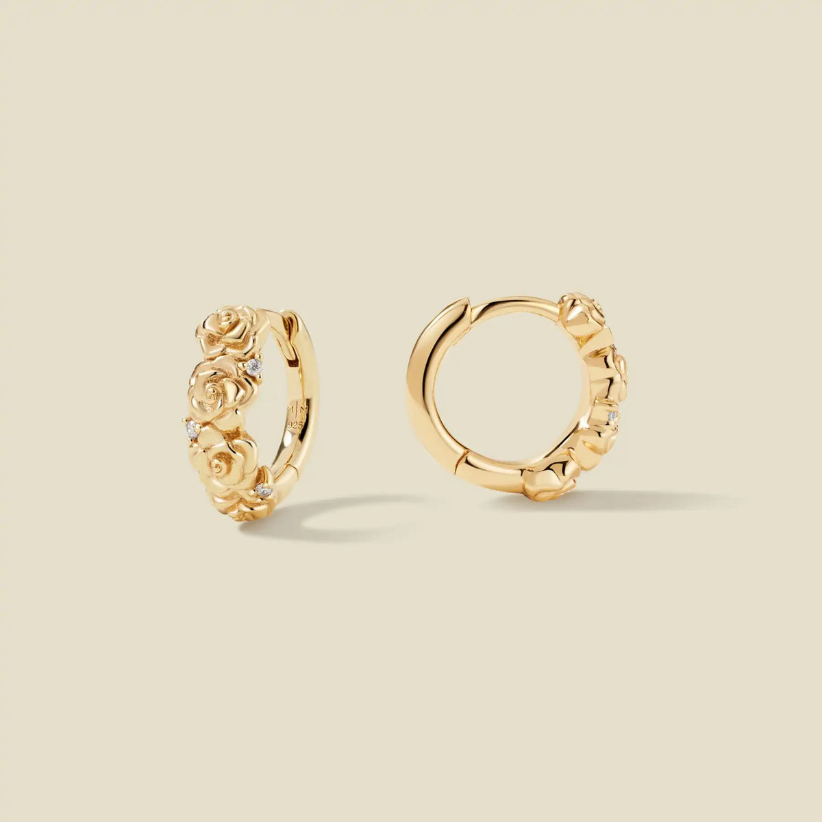 June CZ Birth Flower Huggie Hoop Earrings