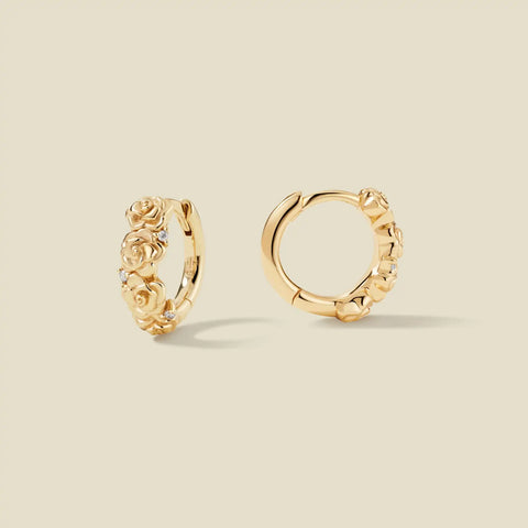 June CZ Birth Flower Huggie Hoop Earrings