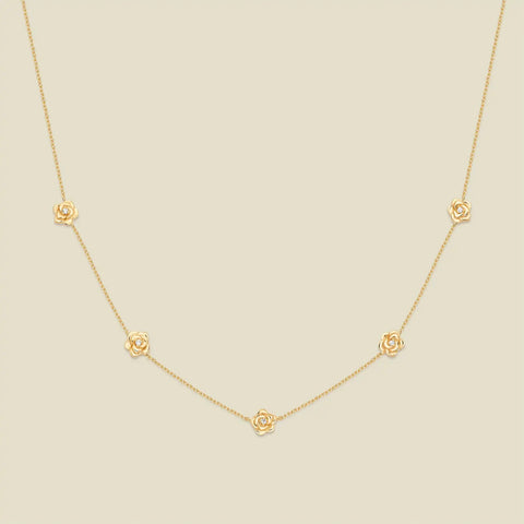 June CZ Birth Flower Station Necklace
