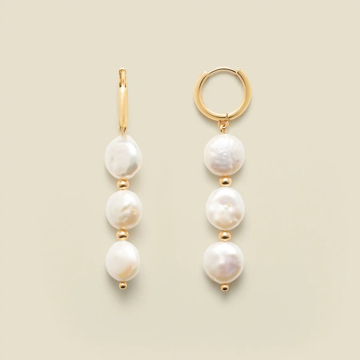 Laurel Pearl Drop Hoop Earrings