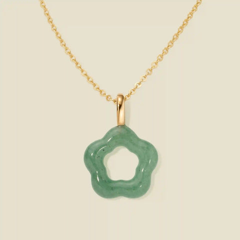 Green Aventurine Flower Charm Necklace