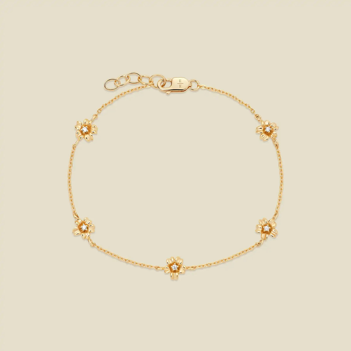 March CZ Birth Flower Station Bracelet