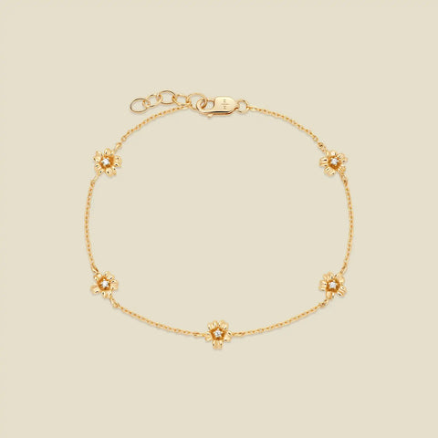 March CZ Birth Flower Station Bracelet