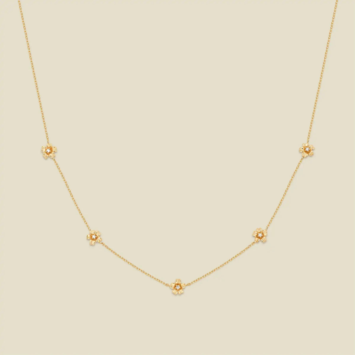 March CZ Birth Flower Station Necklace