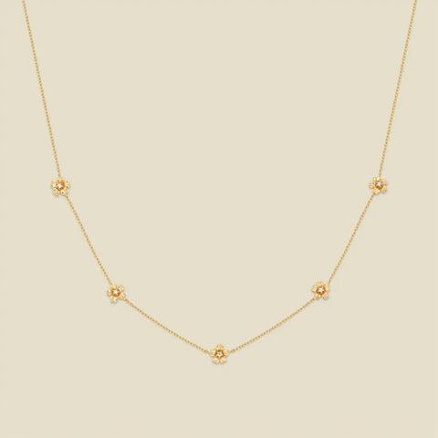 March CZ Birth Flower Station Necklace