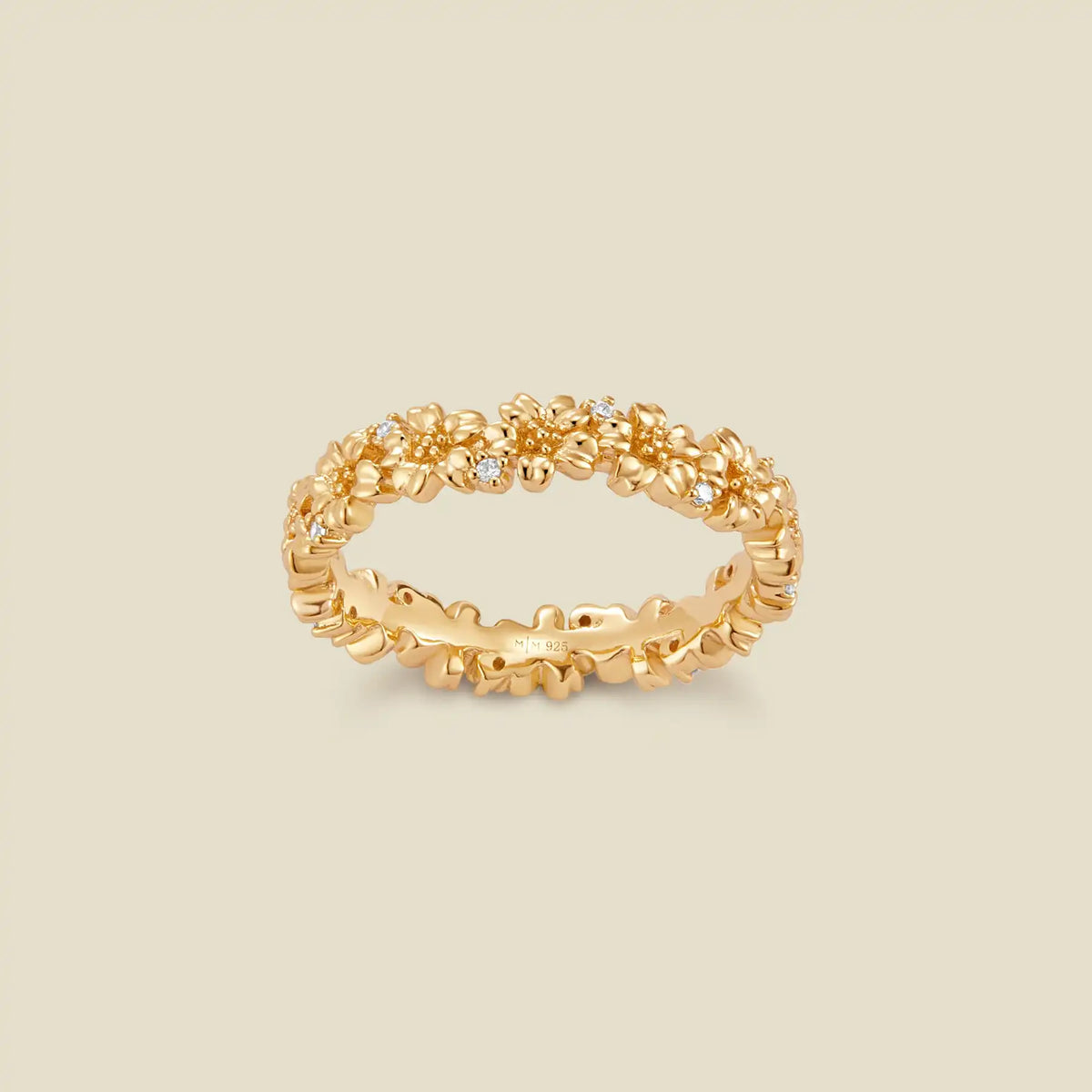 March CZ Birth Flower Eternity Ring