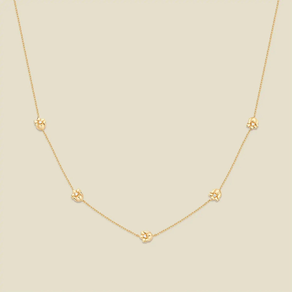 May CZ Birth Flower Station Necklace