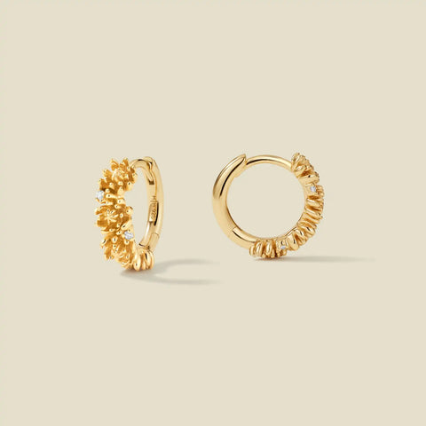 November CZ Birth Flower Huggie Hoop Earrings