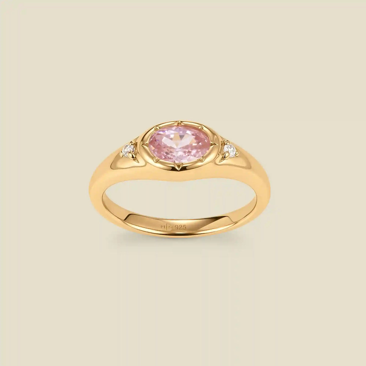 October Oval Birthstone Signet Ring