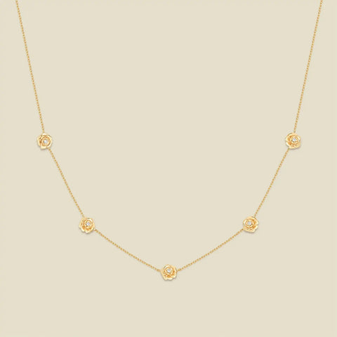 September CZ Birth Flower Station Necklace