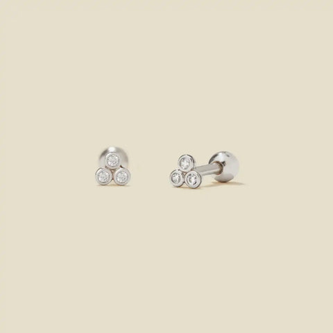 CZ Bezel Stud Earrings