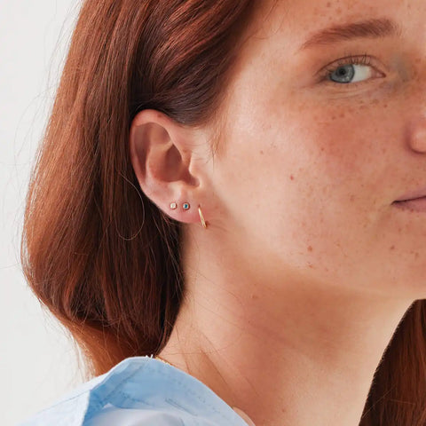 CZ Bezel Stud Earrings