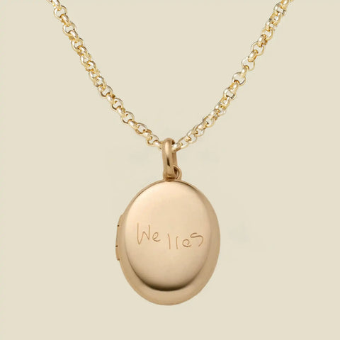 Engraved Handwriting Rolo Mini Locket Necklace
