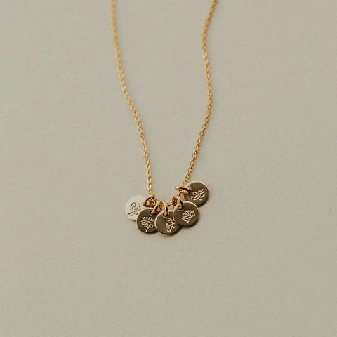 Mini Birth Flower Stacker Necklace | 1/4" Disc