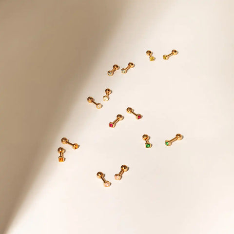 CZ Bezel Stud Earrings